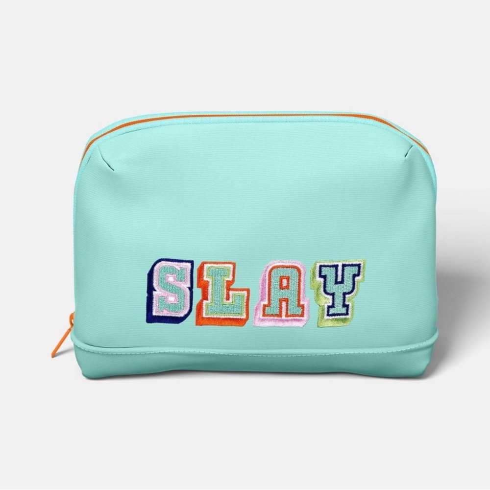 Tech Pouch - heyday™ Spring Teal Word Embroidery: Electronics Accessory Case